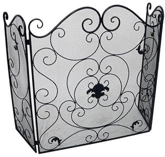 Grille pare-étincelles pour fournaise Cloison de cheminée en fer Cloison de cheminée noire Cloison de cheminée Cloison de secours à trois panneaux Cloison de secours pliante Pare-étincelles autoportan