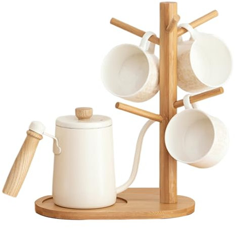 Porta tazze da caffè, albero porta tazze, porta tazze, porta bicchieri, consente di risparmiare efficacemente spazio sul bancone e in cucina, può contenere 7 tazze (tazze non incluse)