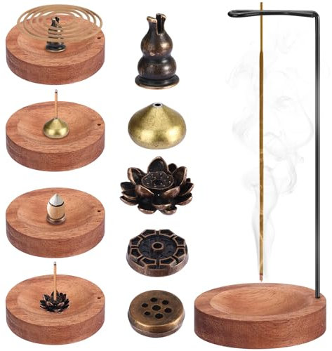 Räucherstäbchen Halter, 7-in-1 Räucherstäbchenhalter Halter Holz Basis, Räucherstäbchen Halterung, Incense Holder für Home Schlafzimmer Office Yoga Meditation Dekoration