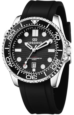 Dayllon Orologio da uomo al quarzo, cronografo, impermeabile, design luminoso, da uomo, per lavoro, sport, casual, con cinturino in silicone, elegante regalo per uomini (nero)