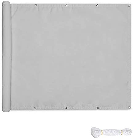Parasol impermeable para exteriores, 3 x 10 m, poliéster, con cuerda y ojales de aluminio, ideal para terraza, jardines, porches o pequeños balcones, color gris claro, protección UV y pantalla de