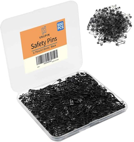 500 PCS Black Safety Pins, 0.75Inch/19mm Safety Pins Small, Rust Resistant Nickel Plated Steel Set for Crafting, Sewing, Rimming Fastening Clip Button for Garment Hang Tag