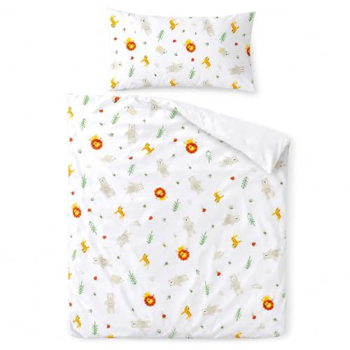 various Baby Bettwäsche 90x120 cm mit Kissenbezug 40x60 cm,Leo | 2-teilig, 100% Baumwolle, wendbar, für Jungen und Mädchen