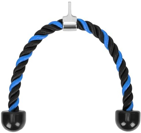 LAPONO Corde Triceps pour Poulie Musculation, 90 cm Corde en polyéthylène avec embouts en PVC, Corde Poulie Accessoire Musculation pour Tirage, Station de Musculation, Salle de Sport, Noir-Bleu