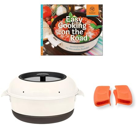 RoadBaker Easy Cooking Set 3-teilig – Mobiler Campingbackofen mit Kochbuch und passenden Griffen | Tragbarer Outdoor Backofen für Camping, Vanlife & Wohnmobil | Gasgrill & Gaskocher Zubehör