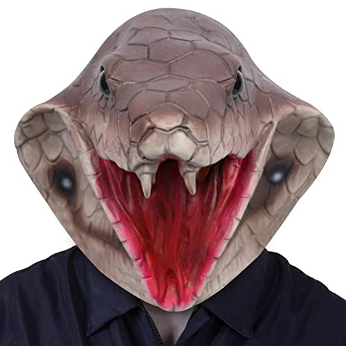 Ghzste Maschera da serpente per costume di Halloween, feste in lattice, maschera a forma di cobra, per feste di Halloween, cosplay