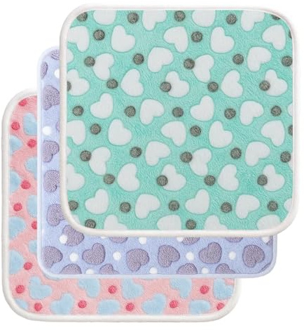Guinea Pig Fleece Cage Liners, 6-Pack Soft Reversible Guinea Pig Blankets, 25x25cm Small Animal Bedding for Guinea Pigs, Rabbits, Hamsters, Hedgehogs, Ferrets, Cage Liner, Travel Mat, Sofa Protector