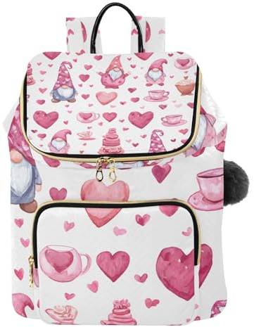 ISAOA Sac à dos tendance pour femme Motif nain rose 15 l