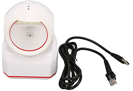 Fyearfly Omnidirektionaler 2D-Barcode-Scanner, Desktop-USB-QR-Code-Lesegerät für Einzelhandel POS & mobile Zahlungen, kompatibel mit Windows, Mac OS, iOS und Android-Bildschirmen, Weiß