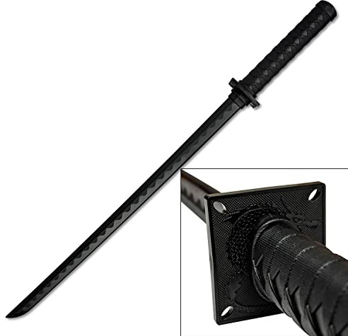 Master USA Training Sword, Black Polypropylene Samurai Style Handle-Sparring Practice Equipment (Katana sty, Black)