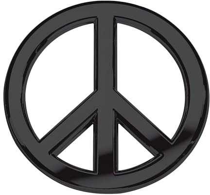 Revolution Car Badges Classic Black Peace Sign Logo - Metal Car Emblem - Antiwar Peace and Love Symbol - Premium Alternative to Bumper Stickers, Decals, and Magnets (Black Plated Metal)