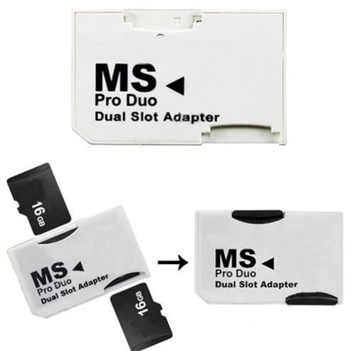 FunDisc Micro SD SDHC Memory Card To DUAL SLOT Memory Stick MS PRO DUO Adapter For Sony Cyber shot Camera, Sony PlayStation PSP 1000 2000 3000 E1000 3001 3003 By UkMobileAccessories