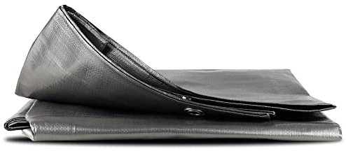 Bortaberg Tarpaulin Strengthened Waterproof Heavy Duty - Grey Tarp Sheet - Premium Quality Cover Made of 200gram/sm Reinforcing Mesh, for Camping Fishing Gardening Pets ([m]3x3 || 9.8'x9.8')