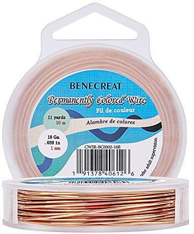 BENECREAT 18Gauge/1mm Bare Copper Wire with Oil Coated, Tarnish Resistant Copper Wire for Jewelry Craft Making, 33 Feet/10m