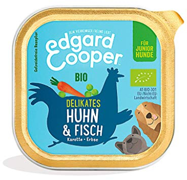 Edgard & Cooper Bio-Nassfutter für Welpen – 17 x 100 g – Huhn und Fisch – getreidefrei, frisches Fleisch und nahrhafte Innereien