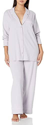 Amazon Essentials Camicia a Maniche Lunghe in Modal di Cotone e Pigiama a Tutta Lunghezza Donna, Lilla, S