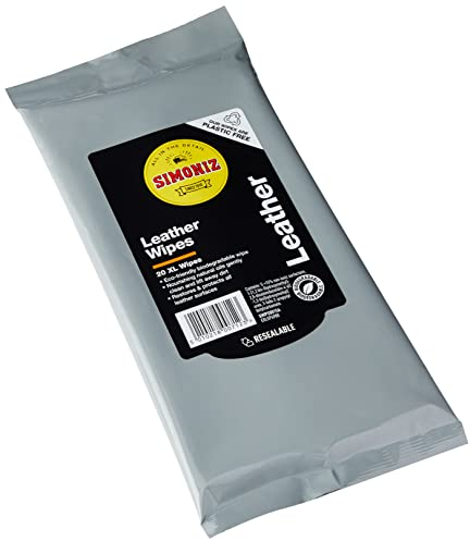 SIMONIZ Leather Car Wipes, Eco Friendly Biodegradable Car Cleaning Wipes To Restore & Protect Car Interior, Essential Car-Cleaning Products, Leather Wipes With Nourishing Oils, Pack Of 20 Wipes