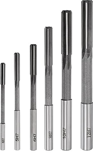 sourcing map Chucking Reamer Set Lathe Machine Reamer Straight Flute Milling Cutter High Speed Steel H7 Tolerance (4mm 5mm 6mm 8mm 10mm 12mm) 6pcs