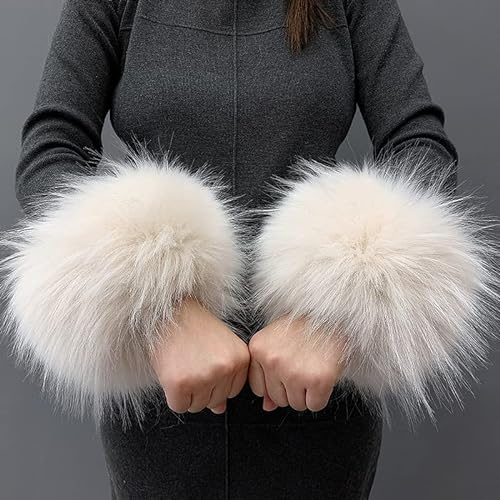 JAWSEU Fell Stulpen - Fell Manschette Stulpen Pulswärmer Faux Fuchs Pelz Armstulpen, Weiche Winter-Arm-Wärmer-Hülsen für Frauen