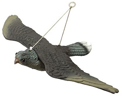 Statues, Flying Falcon Decoy, Lifelike Flying Hawk Decoy Bird Deterrent with Hanging Strings, Fake Scarer, Control Cat Bird Repeller for Garden Decoration