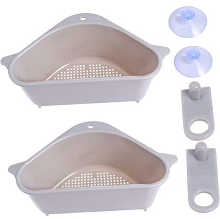 Cabilock 2 Pièces Porte-ustensiles Bassin De Lavage des Légumes Évier Égouttoir Porte-éponge Panier Évier Triangle Organisateur De Cuisine Évier Bac Égouttoir Évier D Évier Passoire Coin