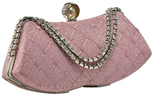 CORIOS Strass Abendtasche für Damen Shiny Diamant Clutch Tasche Elegante Kette Schultertasche Brauttasche Luxuriös Umhängetasche Klein Tasche Hochzeit Abschlussball Party Handtasche Rosa