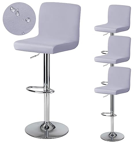 Levoberg - Funda para taburete de bar con respaldo impermeable, funda de silla de comedor giratoria, cubierta de silla alta de bar extensible 4 piezas, color gris claro