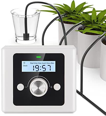 Irrigazione Automatica,Irrigazione a Goccia per Vasi interni,Sistema di irrigazione Automatico,Kit Irrigazione Automatico Terrazzo,con Timer Programmabile,Ideale per Irrigazione Vacanze