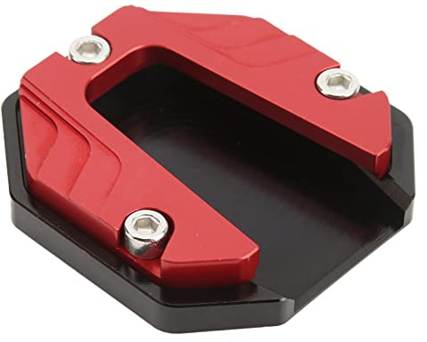 Motorrad Seitenständer Platte Pad, Aluminium Legierung Motorrad Kickstandverlängerung Fuß Seitenständer, Motorrad Seitenständer Verlängerungsplatte für Allgemein (Rot)