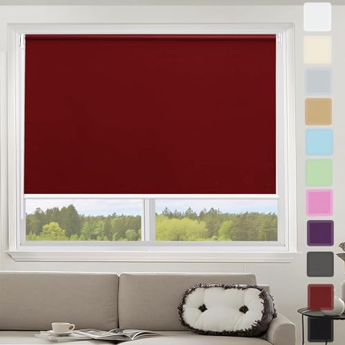Verdunkelungsrollo Klemmfix ohne Bohren 40 x 230 cm Einfache Installation, Klemmfix, Rollo Jalousie Sonnenschutz, mit Klämmträger, für Fenster & Tür, Rot