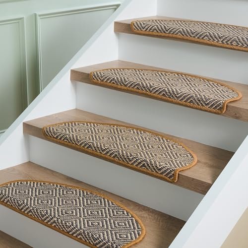SAFAVIEH Stair Treads Collection Accent Rug - 1' x 2'2, Natural & Grey, Casual Design, Ideal for High Traffic Areas in Hallway, Bathroom & Home Office (STT106A-SET13)
