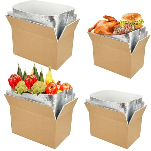 4 piezas Doble Caja Aislada con Papel de Aislamiento Caja de transporte de alimentos congelados Caja de embalaje 262x142x170 mm y 210x110x143 mm