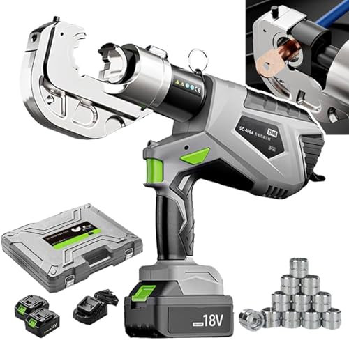 Crimpadora hidráulica recargable,crimpadora eléctrica hidráulica,crimpadora de terminales cable,con batería 4.0Ah y,para terminales cobre y aluminio,Sc400a