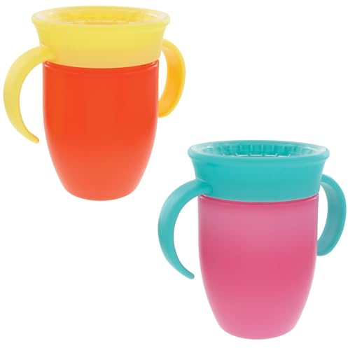 Nuby Tasse 360° antifuite avec Poignées, 210ml, +4 Mois, Garçon | Tasse d'apprentissage 360° colorée, buvez sous tous les angles, lave-vaisselle, pour une transition facile vers la tasse