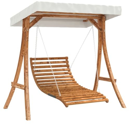 vidaXL Hollywoodschaukel, Gartenschaukel mit Dach, Bett-Schaukel für Garten Terrasse, Gartenliege Hängeliege, Massivholz Fichte mit Teak-Finish