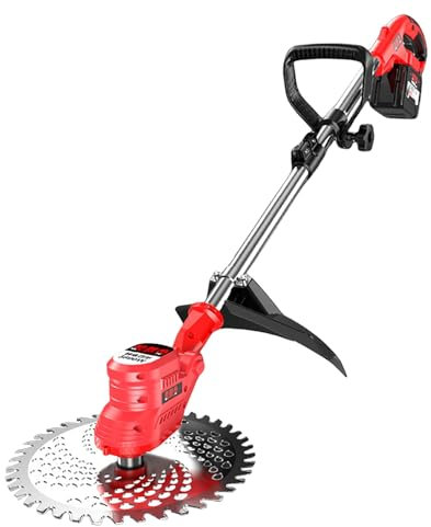Desbrozadora Inalámbrica, Desbrozadora De Altura Ajustable, Cortacésped con Cuchilla y Cargador, Desbrozadora, para Poda De Jardín y Patio, Desbrozadora Eléctrica(One Battery)