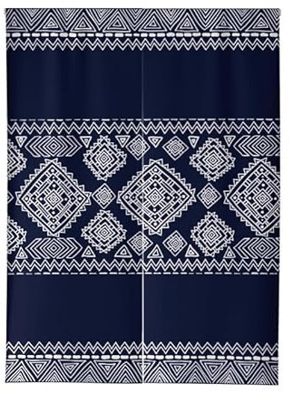 Türvorhang Weiß Blau Böhmisch Küchenvorhänge Polyester Raumteiler Vorhang Waschbar Vorhänge Kurz Küchenvorhang Langlebig Fliegenvorhang Terrassentür tür Vorhang Verdickung Vorhang Tür 90x150cm