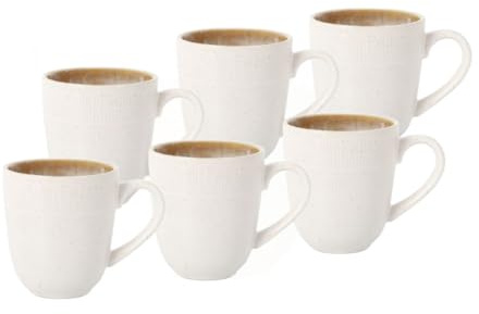 Set mit 6 Espressotassen | Keramiktassen mit mattem Emaille in Creme | Espresso-Set, geschnitten, Cappuccino, Cafe Latte, Mokka - für Zuhause oder Gastronomie (Cappuccino - 220 ml)