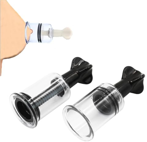 Nipple Suction Cupping Toy 2pcs Set Twist Up Manual Vacuum Papilla Nipple Correction Cup for Flat and Inverted Nipples (1.14 Inch)