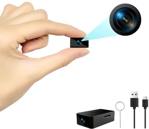 cuoum Mini Camera-1080P Micro Camera sans WiFi-Mini Caméra-Petite Camera avec Audio, Caméras de Surveillance, Opération à Un Bouton, Interieur/Exterieur Cam, sans WiFi/Bluetooth/APP