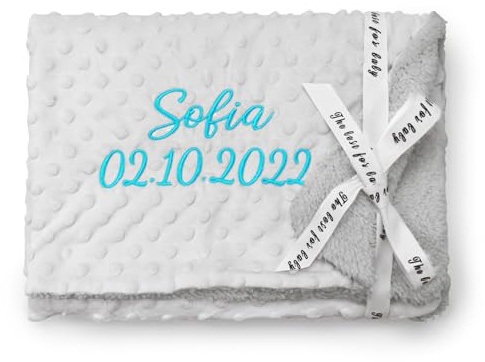 SIMYJOY Baby Decke Personalisiert Babydecke mit Namen Personalisierte Decke mit Gesticktem Namen Geschenk Personalisiert für Junge Mädchen Grau