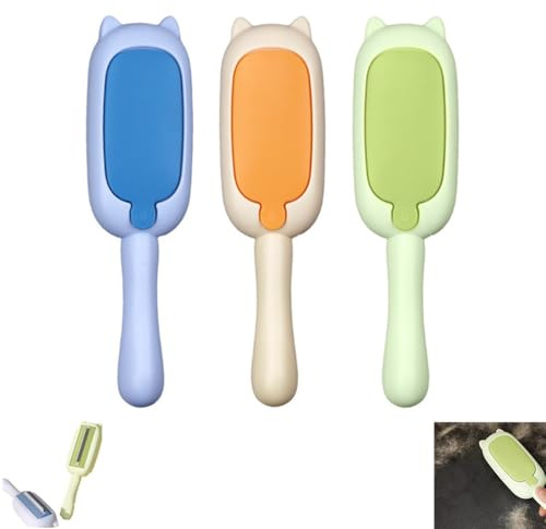 Qplcdg 3 Stück Tierhaarentferner Fusselrolle,Entfernen Fusselbürste,Wiederverwendbar Haustier Bürsten für Teppich,Kleidung,Sofa,Möbel,Bett (Gelb+Blau+Grün)