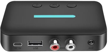 Cpolebev Adaptateur Récepteur Audio USB Bluetooth 5.3 Musique Stéréo sans 3,5 mm AUX R/L Prise en Charge de la Lecture de Disque U pour Haut-Parleur de Bureau