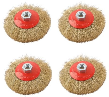 Luckwaii Angle Grinder Wire Brush Set, 4Pcs Wire Wheel for Angle Grinder M14 Threaded Arbor-Coarse 115mm Flex Steel Disc Round Wire Brushes for Cleaning Rust Stripping and Sanding Work