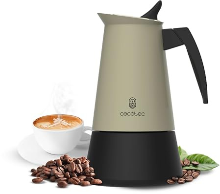 Cecotec Piccolina 900 grön italiensk kaffebryggare, 450 ml, 10 kaffekoppar, rostfritt stål, lämplig för alla ytor, premiumfilter, säkerhetsventil, värmebeständigt handtag, elegant design