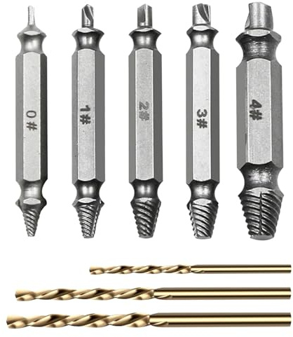 COZERI 9PCS Bolt Screw Extractor set - Damaged Screw Extractor Drill Bit Easy Out Remover Set, HSS 6542 Removers and Twist Electric Drill Bits Accessories for Stripped Broken Rusted Stubborn Repair