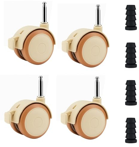 4er Lenkrollen Für Kindermöbel Set Mit 10 Mm Hülse Stift,Rollen Für Möbel,Rollen Für Möbel Klein,Mit Bremse,47mm Möbelrollen Für Klein Kinderbett Babybett Stubenwagen Trolleys Freilaufend Beistellbett