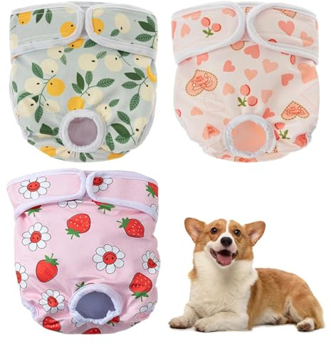 3 Couches très Anti-fuites, lavables et réutilisables, pour Chiens Femelles, chiennes et Femelles en Chaleur, pour Chiots incontinents, Taille M