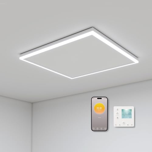 byecold Infrared Panel Heater Built-in Thermostat, WiFi App & LED Light Remote Control Ceiling Mounted Energy Efficient Far Infrared Heater Panel Heating Radiators - 400W
