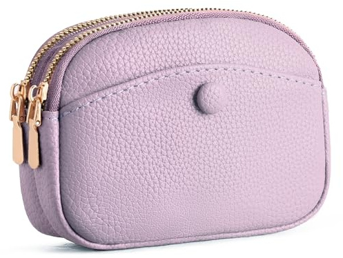 SENDEFN Small Coin Purse Vegan Leather Purses for Women Coin Pouch with Double Zipper Mini Ladies Wallets with Keyring